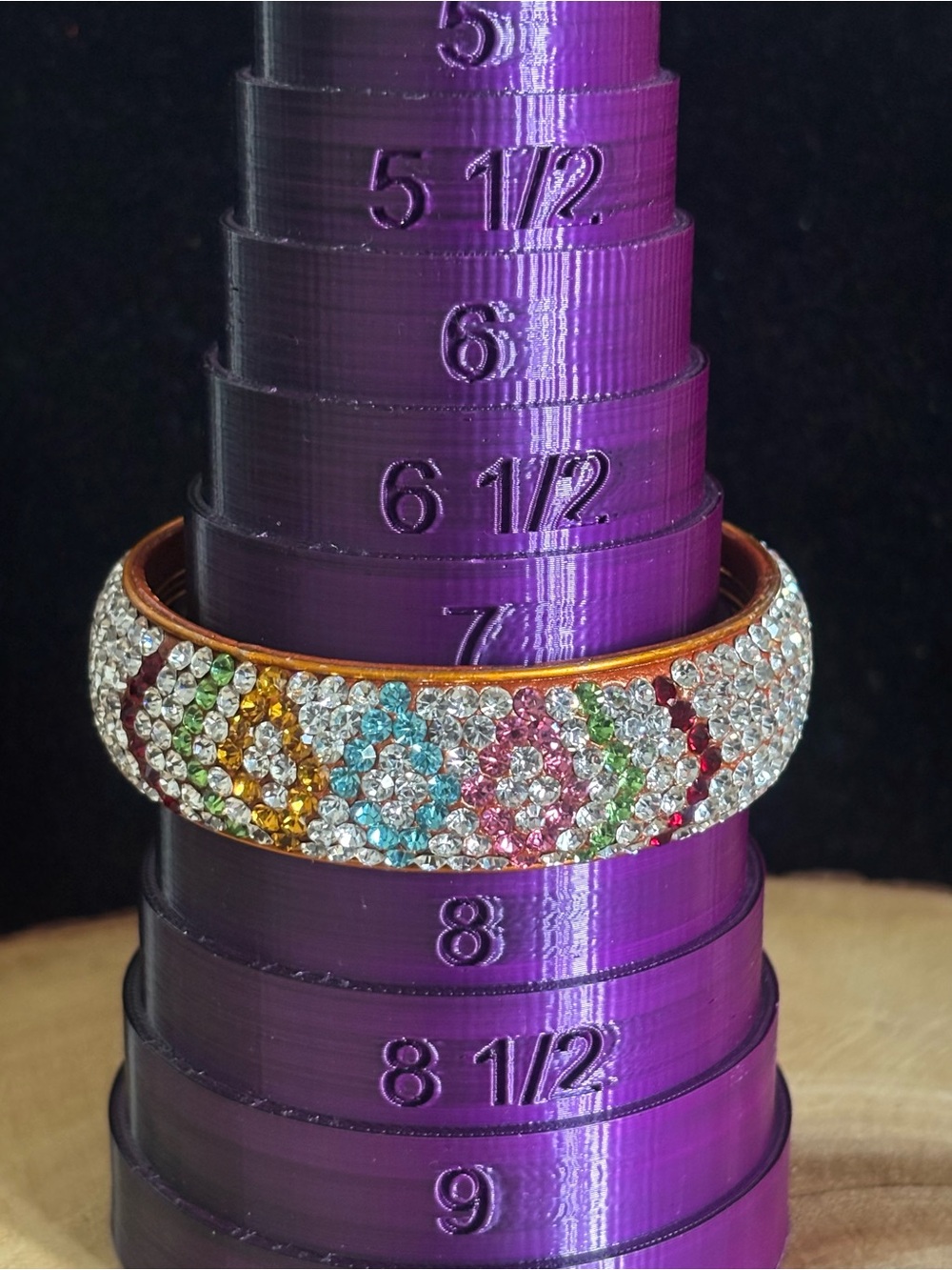 Multicolor Crystal Pavé Gold-Tone Bangle Bracelet for Women
